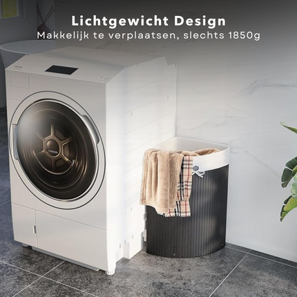 Cheqo® Bamboe Wasmand met Waszak - Hoekmodel - Wassorteerder Opvouwbaar 72L - Zwart - Met Deksel en Binnenzak