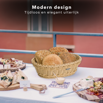 Cheqo® Ovale Broodmand - Broodmandje - Fruitmand - Waterbestendig - Mand - Mandje - Rieten Look