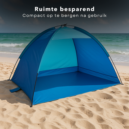 Cheqo® Strandtent UV Bescherming - Strand Tent - Blauwe Tent voor Strand - Polyester & Fiberglas - Opvouwbaar