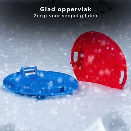 Cheqo® Ronde Slee - Sneeuwslee - Snelle Slee - Slede - Glijschotel - Kinderslee - Rood met Grepen