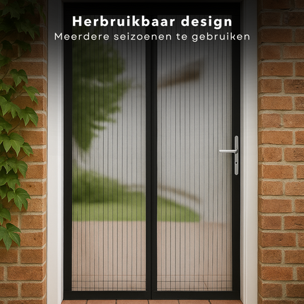 Cheqo® Magnetische Insectenhor Deur - Deurgordijn - Deurhor - Vliegengordijn met Automatische Sluiting - 220x100 cm - Polyester