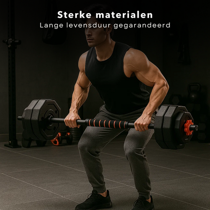 Cheqo® Verstelbare Dumbbell Set - Halterset Gewichten - Dumbbells En Halterstang - Fitness Gewichten - Krachttraining Thuis - Multifunctionele Gewichten Set - Dumbbell Set 19 Stuks - Barbell Maken - Gewichten Van 1,25 Tot 2 kg