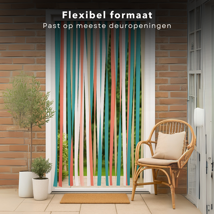 Cheqo® Insectenhor Deur - Vliegengordijn - Hordeur - Lamellenhor - Deurhor - Magnetische Sluiting - Multicolor - Gaas