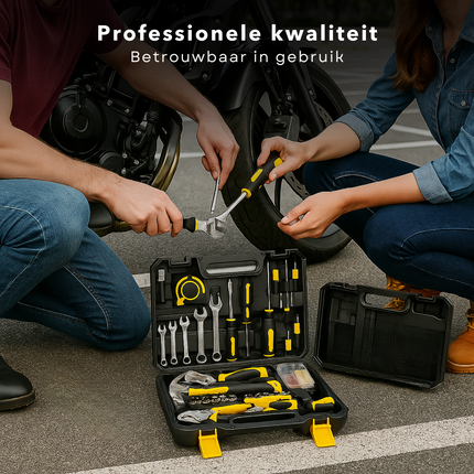 Cheqo® 88-Delige Gereedschapset - Gereedschapskoffer - Handgereedschap Set - Complete Gereedschapsset - Klauwhamer - Schroevendraaiers - Tangen - Imbussleutels - Precisie Schroevendraaiers - Steek-Ringsleutels - Dopsleutels - Bits