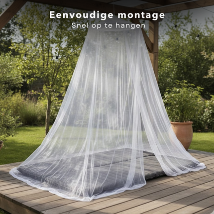 Cheqo® Klamboe 1 Persoons - Muskietennet 1 Persoons - Muggennet 1 Persoons - Reisklamboe 1 Persoons - Klamboe Voor Op Reis - Klamboe Voor Thuis - Klamboe Wit - Ronde Klamboe - Klamboe Bed