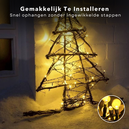 Cheqo® Kerstverlichting - Kerstboomverlichting - Kerstlampjes - LED Kerstverlichting - 192 Warm Wit Lampjes - Timer & Waterdicht - 14.5M Batterij Aangedreven