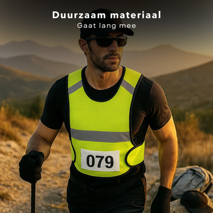 Cheqo® Reflecterend Hardloopvest - Hardloopvest Met Zak - Verstelbaar Hardloopvest - Neongeel Vest - Jogging Vest - Reflectievest Voor Hardlopen - Ademend Materiaal - Fluorescerende Stoffen - Reflecterende Stroken - Zak Met Ritssluiting