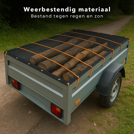 Cheqo® Aanhangernet - Aanhangwagennet - Afdeknet Aanhanger 2x3m - Aanhanger Net - Veiligheidsnet voor Aanhanger