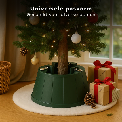 Cheqo® Kerstboomstandaard - Kerstboomvoet - Stabiele Kerstboomstandaard - Kerstboomstandaard Kunststof - Kerstboomstandaard Tot 2,6 Meter - Stevige Constructie - Kerstboomstandaard Zonder Gereedschap - Kerstboomstandaard Stamdiameter 35-130 mm