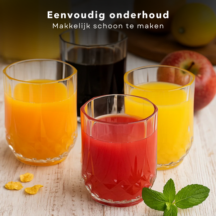 Cheqo® Waterglazen Set - Waterglas Set - Glazen Set - Kristaleffect - 6x400ml - Herbruikbaar Kunststof