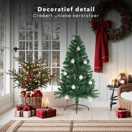 Cheqo® Kerstboom - Kunstkerstboom PVC - Halve Boom 210 cm - Ruimtebesparend - Inclusief Standaard