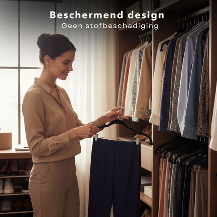 Cheqo® Broekhangers Met Knijpers - Knijperhangers - Rokhangers Met Knijpers - Kledinghangers Met Knijpers - Broekklem Hanger - Kledinghanger Met Klemmen - Zwarte Broekhangers Met Knijpers