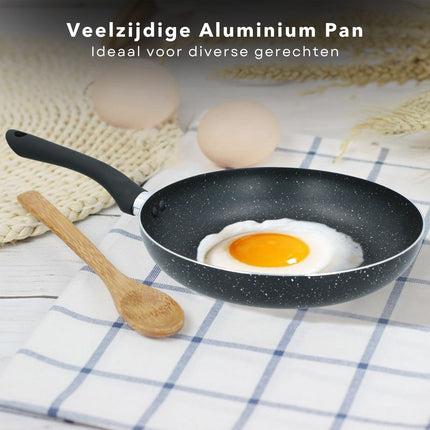 Cheqo® Koekenpan Ø28cm - Soft Touch Handgreep - Gelijkmatige Warmteverdeling - Pannen - Bakpan - Lange Levensduur - Aluminium - Voor Alle Warmtebronnen Koekenpannen