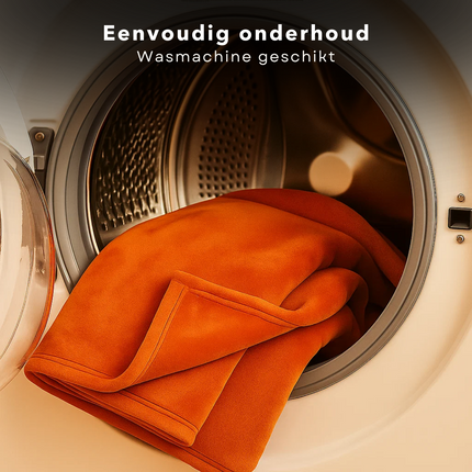 Cheqo® Fleece Deken - Plaid Flannel - Terracotta Oranje - 150 x 200 cm - Comfortabele Plaid - Zachte Textuur - Hoogwaardig Polyester - Eenvoudig Schoon Te Maken - Dekentje - Duurzame Fleece - Royale Afmetingen - Warme Deken