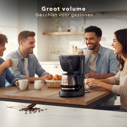 Cheqo® Koffiezetapparaat met Glazen Kan - Uitneembaar Filter - Anti-Drup Functie - Koffiezet Apparaat - Filterkoffie Machine - Warmhoudplaatje - Koffiemachine - Zwart Koffiezetapparaat - Betrouwbare Koffiemachine
