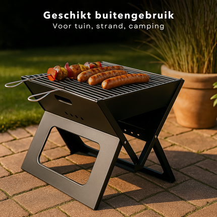 Cheqo® Draagbare Houtskoolbarbecue - Tafelbarbecue - Tafel BBQ Houtskool Barbecue Draagbaar - Camping BBQ - Staal