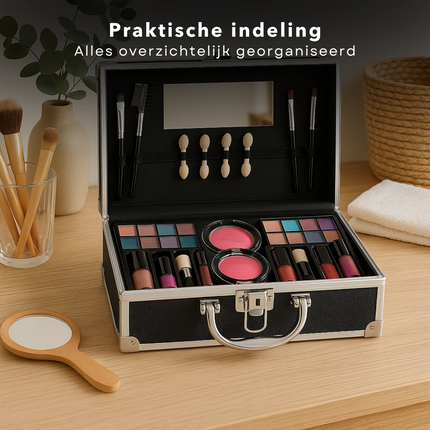 Cheqo® Make-Up Koffer - Complete Make Up Set voor Kinderen - Inclusief Oogschaduw en Nagellak