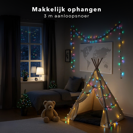 Cheqo® Microcluster Kerstverlichting - 400 LED Lampjes - 8 Meter Lengte - Multi Colour - 8 Lichtfuncties - Geheugenfunctie - Timer 8 Uur - IP44 Adapter - Voor Binnen En Buiten - Kerstboom Verlichting - Kerstboomverlichting - Kerstlampjes