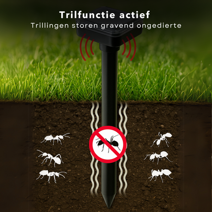 Cheqo® Mollenverjager Solar - Diervriendelijk Mollen Verjager - Ultrasone Ongediertebestrijder - Mollenbestrijding Zonne Energie