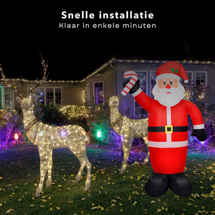 Cheqo® Opblaasbare Kerstman - Kerstman Opblaasbaar - Kerstversiering - 120 cm - LED Verlichting - Tuin Decoratie - Polyester