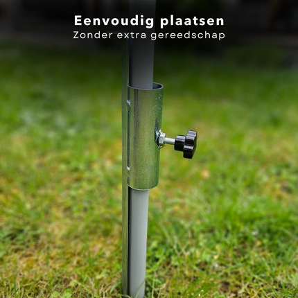 Cheqo® Parasolhouder Grond - Grondboor - Houder voor Parasol - Parasolharing Metaal 50 cm - Stevige Parasolhouder voor Strand - Verstelbare Diameter
