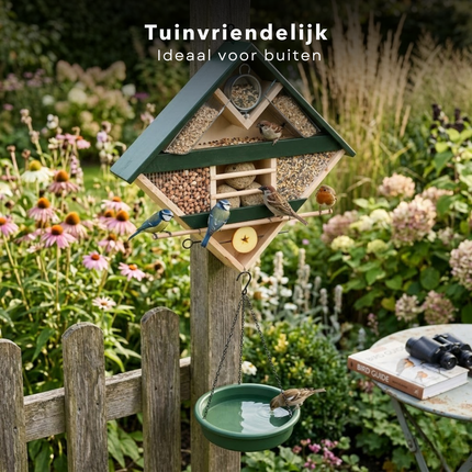 Cheqo® Vogelvoederstation - Vogelvoerstation - Vogelvoederhuisje - Vogelvoederhuisje Hangend - Vogelvoederhuisje Met Waterbak - Vogelvoederstation Met Waterbak - Vogelvoederhuisje Met Water - Vogelbadje Hangend