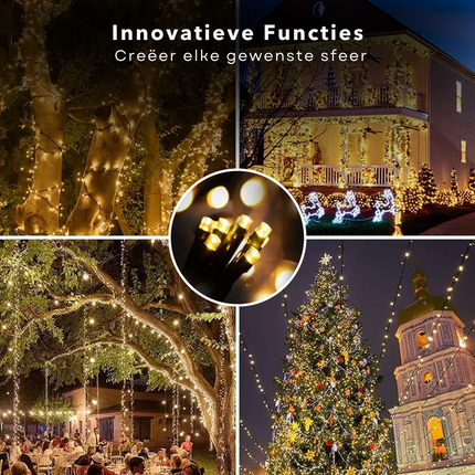 Cheqo® Kerstverlichting - Kerstboomverlichting - Kerstlampjes - Sfeerverlichting - LED Verlichting - Voor Binnen en Buiten - Tuinverlichting - Feestverlichting - Lichtsnoer - Microcluster - 700 LED's - 14M - Extra Warm Wit - Timer - 8 Lichtfuncties Kerstboomverlichting