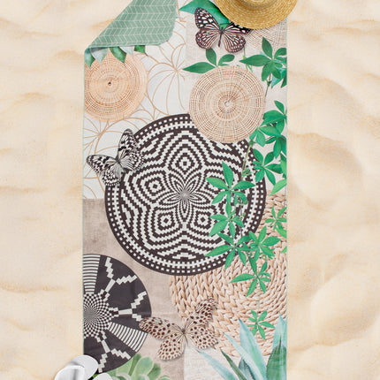 Strandlaken 50x100 cm - Vlinders en Natuurlijke Patronen - Polyvelvet - Multicolor - Voor Sport & Reizen