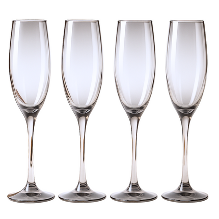 Cheqo® Luxe Champagneglazen Set - Luxe Champagne Glazen Set Smoked - Vaatwasserbestendig - Champagne Glas Set - Donker - Glazenset