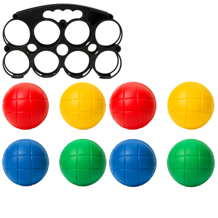 Cheqo® Jeu De Boules Set - 8 Kunststof Ballen - 4 Kleuren Ballen - Petanque Set - Kunststof Petanque - Kleurrijke Ballen - Set Van 8 - Werpspel