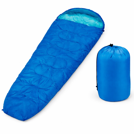 Cheqo® Mummy Slaapzak - Slaapzak Volwassenen - Blauwe Slaapzak - Slaapzak Kamperen - Zomerslaapzak - Slaapzak Zomer - Slaapzak Met Capuchon - Slaapzak Hiken - Slaapzak Backpacken - Slaapzak Festival - Outdoor Slaapzak