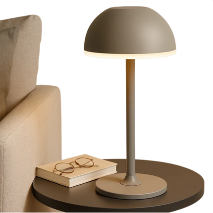 Cheqo® Luxe Metalen Tafellamp - Usb-C Oplaadbaar - Grijze Lamp - Dimbare LED - 3 Kleur Modes - LED Warm Wit - Oplaadbare Batterij - Tafel Lamp - Nachtlamp