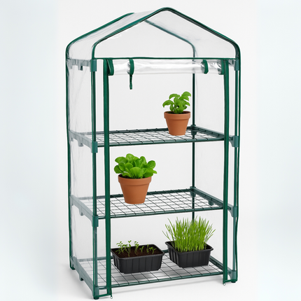 Cheqo® Kweekkas - Compacte Broeikas - Plantenkas Metalen Frame - Foliekas - Kas - Broeikas - Kas voor Moestuin - Compacte Tuinkas - Waterdicht