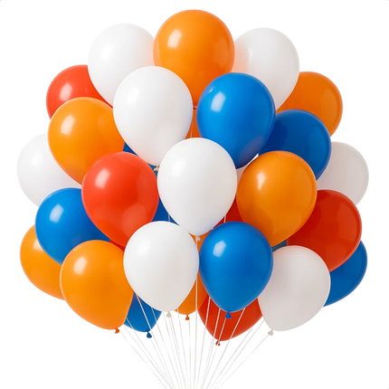 Cheqo® Ballonnen Rood Wit Blauw Oranje - 100 Stuks Ballonnen - Feestballonnen - Ballonnen - Vrolijke Ballonnen - Speelballonnen - Feestdecoratie EK WK Koningsdag - Kleurrijke Ballonnen - Ballonnen Voor Feestjes - Ballonnen Nederland