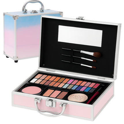 Cheqo® Make-Up Koffer voor Meisjes - Make-Up Koffer Met Spiegel - Makeup Kinderen - Holografisch Design - Complete Make-Up Set - Beauty Koffer - Draagbare Make-Up Koffer - Reis Make-Up Koffer - Make-Up Koffer