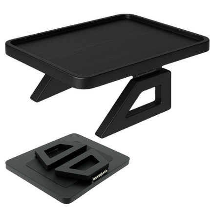 Cheqo® Armleuning Dienblad - Zwart Bamboe - Antislip Functie - Sofa Dienblad - Banktafel Dienblad - Opvouwbaar Dienblad - Bamboe Materiaal - Zwart Kleur - Bank Armleuning - Armleuning Tafel