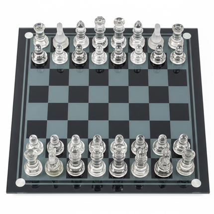 Cheqo® Glazen Schaakset - Glazen Schaakspel - Glazen Schaakbord - Schaakset - Schaakspel - Schaakbord - Schaakbordspel - Schaakset Volwassenen - Schaakspel Volwassenen - Luxe Schaakset - Schaakset Cadeau