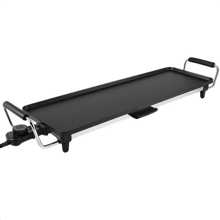 Cheqo® Teppanyaki Grillplaat - XL Bakplaat - 1800W Vermogen - Tafelgrill - Instelbare Thermostaat - Social Dining - Elektrisch Koken - Gemakkelijk Te Reinigen - Met Vet Lekbakje - Handvatten - Gourmet Grillplaat - Grote Grilloppervlak