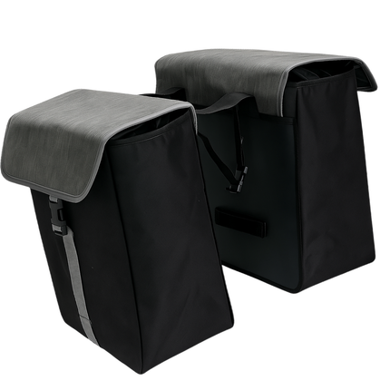 Cheqo® Dubbele Fietstas - 40 Liter Fietstas - Zwarte Fietstas - Fiets Tas