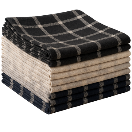 Cheqo® Theedoeken Set - Keukendoeken Set - Katoenmix - 10 Stuks - Absorbeert Goed - Drogen Van Servies - Drogen Van Glazen - Drogen Van Werkbladen - Machinewasbaar Op 30 °C - Neutraal Ontwerp - Thuisgebruik - Horeca Voorraad
