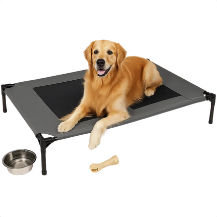 Cheqo® Verhoogd Hondenbed - Groot Hondenbed - Ademend Hondenbed - Hondenbed Op Pootjes - Hondenbed Voor Grote Honden - Draagbaar Hondenbed - Hondenbed Met Draagtas - Hondenbed Voor Buiten - Hondenbed Met Ventilatie