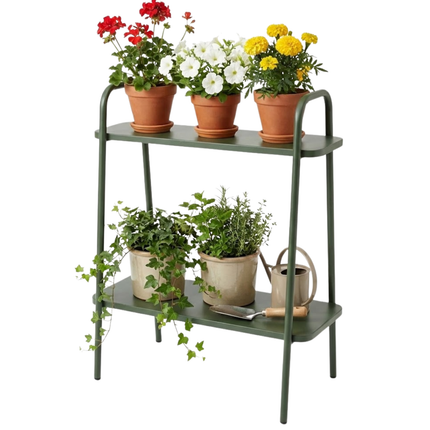 Cheqo® Bloemenrek - Plantenrek - Plantenstandaard - Plantenrek Binnen - Plantenrek Buiten - Bloemenrek Binnen - Bloemenrek Buiten - Groen Bloemenrek - Groen Plantenrek - Plantenrek met Niveaus - Plantenstandaard met Verdiepingen