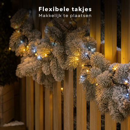 Cheqo® Kerstverlichting - Kerstlampjes - Kerstboomverlichting - 384 LED - Twotone Verlichting - Warm Wit en Wit - 8 Lichtfuncties - Automatische Timer - Binnen en Buiten - IP44 Adapter - Cluster Kerstverlichting - 490 CM Lengte - Geheugenfunctie