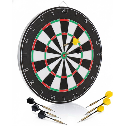 Cheqo® Dartbord met Pijlen - Dartbord - Dartset - Dartbord Set - Dartbord met Dartpijlen - Dartpijlen Set - Klassiek Dartbord - Dubbelzijdig Dartbord - Tweezijdig Dartbord - Dartbord voor Thuis - Dartbord voor Kinderen