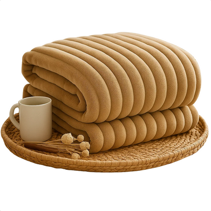 Cheqo® Fleece Deken - 150x200 cm - Dekentje - Taupe Kleur - 100% Polyester - Wasbaar Op 30 Graden - Fleece Plaid