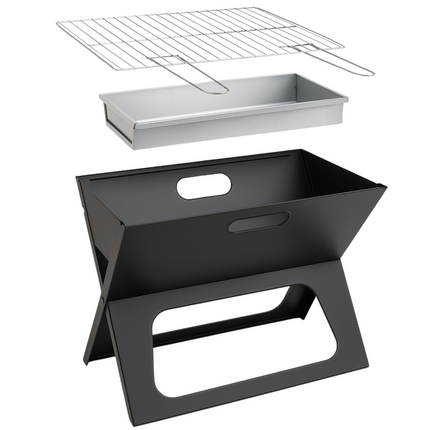 Cheqo® Draagbare Houtskool Barbecue – Opvouwbare BBQ Grill – Tafelbarbecue voor Buiten – Inklapbare Camping BBQ – Compacte Zwart Design Tuinbarbecue – Lichtgewicht Outdoor Grill met Vuurschaal & Handvaten