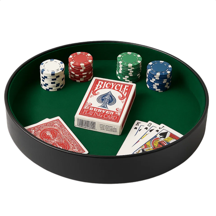 Cheqo® Pokerpiste Bekleed - Pokertafel - Poker Piste - Pokerbak - Pokeren Groen Flanel - Zwart Kunstleder - Geschikt Voor Poker
