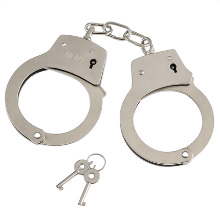 Cheqo® Metalen Handboeien - Stoere Handboeien - Handboeien Met Sleutels - Verstelbare Handboeien - Handboeien Met Ketting - Zilveren Handboeien - Handboeien Voor Rollenspel - Handcuffs - Metalen Boeien - Metalen Cuffs