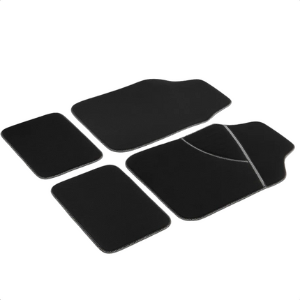 Cheqo® 4 Stuks Automatten - Auto Vloermatten - Anti-SlIP Laag - Zwart/Wit Automatten - Pvc/Polyester Materiaal - Universele Automatten - Voor En Achter - Stijlvol Auto Interieur - Eenvoudig Schoon Te Maken - Automat Set