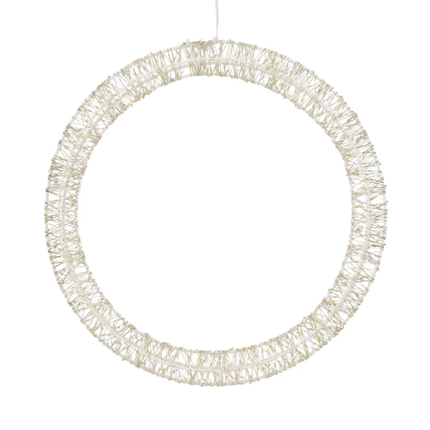 Cheqo® Kerstverlichting Cirkel - Warm Witte LED Lampjes - Ø36 cm Metaal - Spatwaterdicht IP44 - Timerfunctie Verlichting - Raamdecoratie Kerst - Tuinverlichting Cirkel - Buitenverlichting Wit - Hangende Cirkel Verlichting - 800 LED-Lampjes